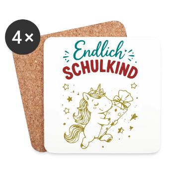 Endlich Schulkind - Untersetzer (4er-Set) - Weiß - Vorne