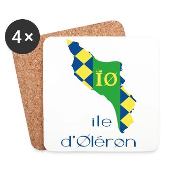 Île d'Oléron Carte Stylisée - Dessous de verre (lot de 4) - blanc - Devant
