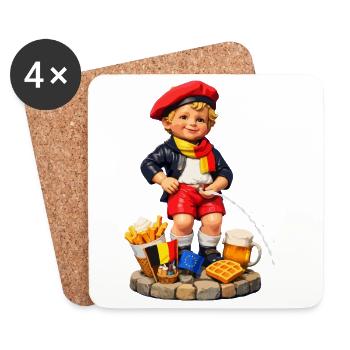 Belgische Manneken Pis - Untersetzer (4er-Set) - Weiß - Vorne