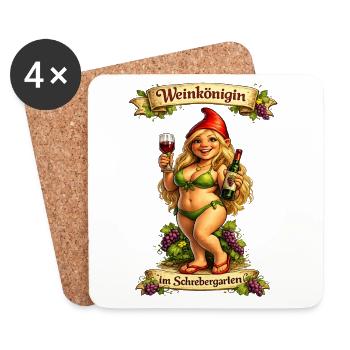 Weinkönigin im Schrebergarten - Untersetzer (4er-Set) - Weiß - Vorne