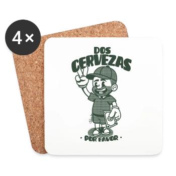 Dos Cervezas Por Favor Retro  - Dessous de verre (lot de 4) - blanc - Devant