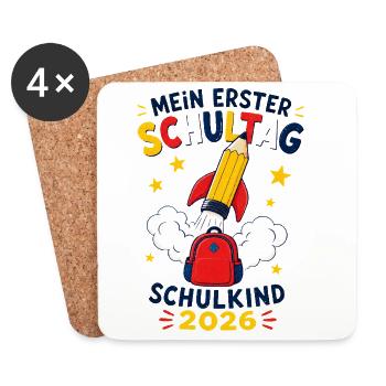 My first day of school – school child 2026 - Coasters (set of 4) - white - Front