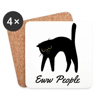 Eww People Black Cat Funny Introvert T-Shirt - Untersetzer (4er-Set) - Weiß - Vorne