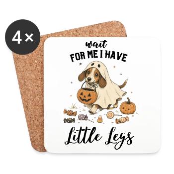 Dachshund Ghost Halloween Pumpkin Autumn - Coasters (set of 4) - white - Front