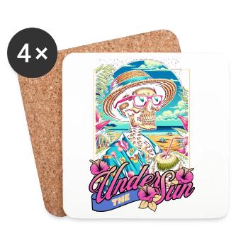 Under The Sun Skull Beach Summer Gift - Coasters (set of 4) - white - Front