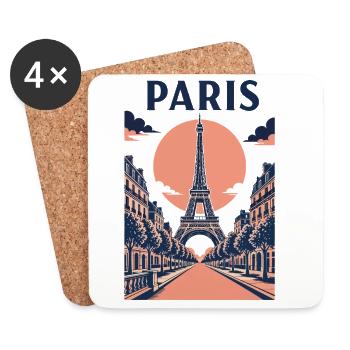 Paris Pink Sky – Eiffelturm und Straße - Untersetzer (4er-Set) - Weiß - Vorne