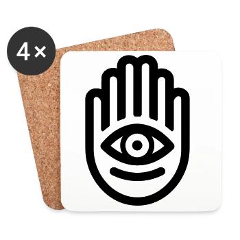 main de Fatma Hamsa - Dessous de verre (lot de 4) - blanc - Devant