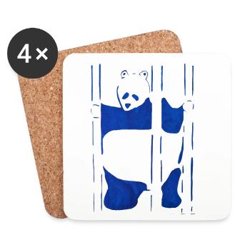 Panda in Wasserfarbe, handgezeichnet, No AI - Untersetzer (4er-Set) - Weiß - Vorne