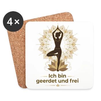 Geerdet und Frei Yoga Mandala - Untersetzer (4er-Set) - Weiß - Vorne