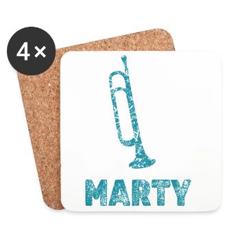 Marty dans le rôle des trompettes - Dessous de verre (lot de 4) - blanc - Devant