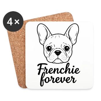 Frenchie für immer – 002 - Untersetzer (4er-Set) - Weiß - Vorne