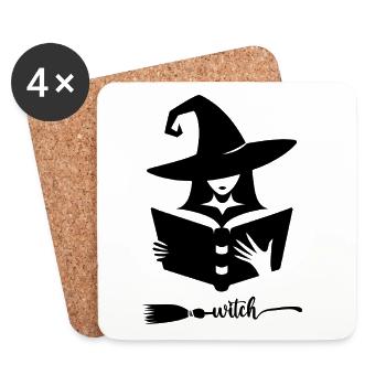 Witch – Witch Gift - Coasters (set of 4) - white - Front