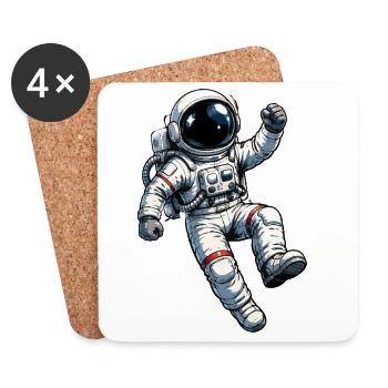 Retro-Astronaut Comic Druck - Untersetzer (4er-Set) - Weiß - Vorne