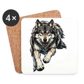 Wolf Illustration - Coasters (set of 4) - white - Front