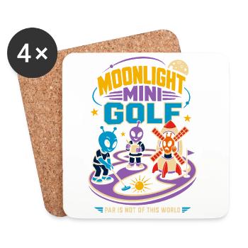 Mondschein Minigolf mit Aliens - Dessous de verre (lot de 4) - blanc - Devant