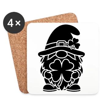 Lucky Dwarf with Shamrock - Coasters (set of 4) - white - Front