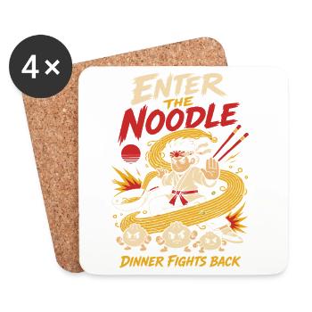 Voici l’humour des ramen d’arts martiaux aux nouilles - Dessous de verre (lot de 4) - blanc - Devant