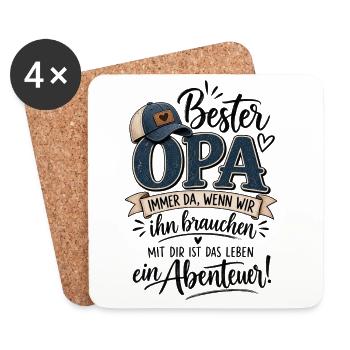Bester Opa – Immer da, wenn wir ihn brauchen - Untersetzer (4er-Set) - Weiß - Vorne
