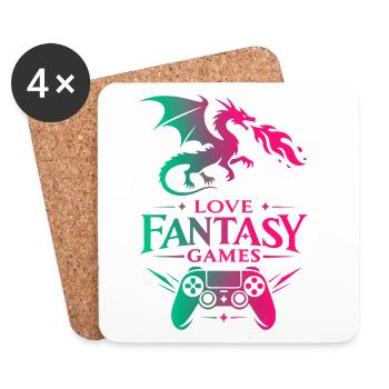 J’adore la manette Dragon Games Fantasy Games - Dessous de verre (lot de 4) - blanc - Devant