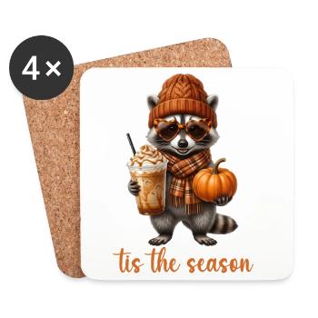 Tis The Season Raccoon - Coasters (set of 4) - white - Front