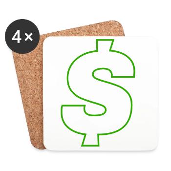 Neon-Dollar Umriss Design - Untersetzer (4er-Set) - Weiß - Vorne