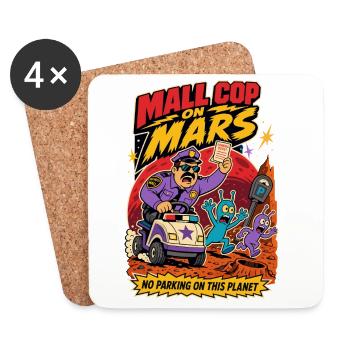 Agent de centre commercial sur Mars – Humour de stationnement extraterrestre - Dessous de verre (lot de 4) - blanc - Devant