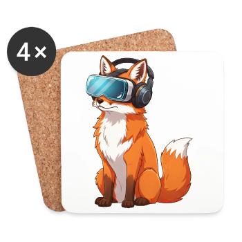 Fuchs VR Brille Virtual Reality Cartoon - Untersetzer (4er-Set) - Weiß - Vorne