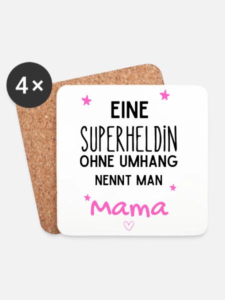 Eine Superheldin ohne Umhang nennt man Mama - Untersetzer (4er-Set) - Weiß