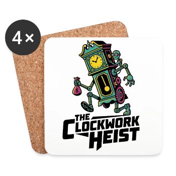 The Clockwork Heist – Steampunk Uhrwerk Räuber - Untersetzer (4er-Set) - Weiß - Vorne