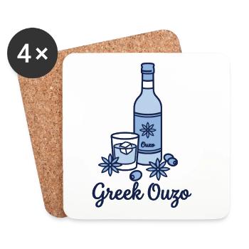 Griechischer Ouzo-Drink Griechenland Sommerferien - Untersetzer (4er-Set) - Weiß - Vorne