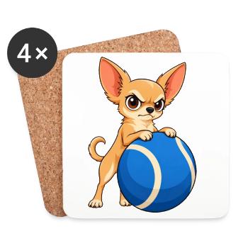 Chihuahua-Riesen-Tennisball - Untersetzer (4er-Set) - Weiß - Vorne