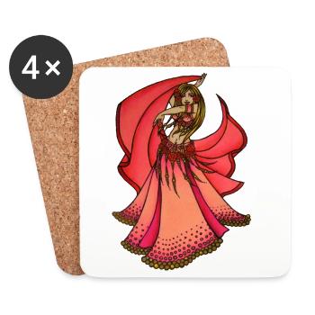 Crimson Bloom Bauchtänzerin - Untersetzer (4er-Set) - Weiß - Vorne