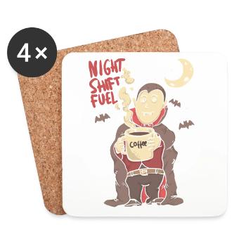 night shift fuell - draculla coffee - Untersetzer (4er-Set) - Weiß - Vorne