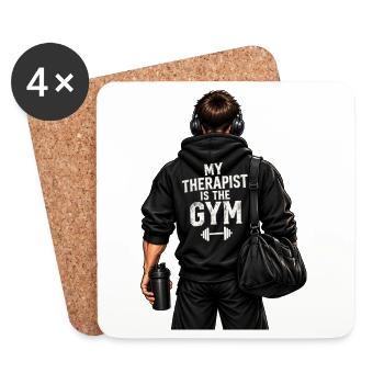 Mein Therapeut ist der Fitnessstudio – der Fitnessstudio-Typ - Untersetzer (4er-Set) - Weiß - Vorne