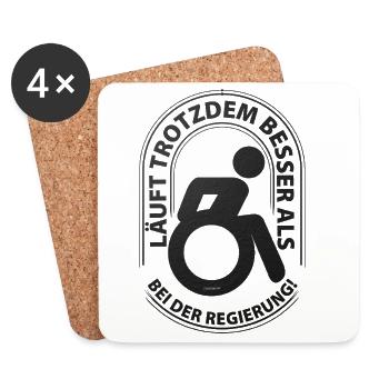 Läuft trotzdem besser als bei der Regierung - Untersetzer (4er-Set) - Weiß - Vorne