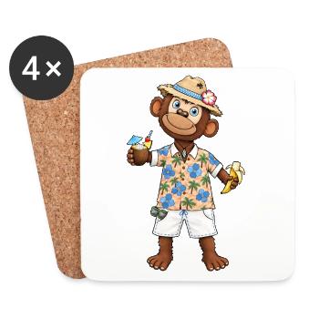 Lustiger Affe mit Banane Hawaii Sommer Motiv - Untersetzer (4er-Set) - Weiß - Vorne