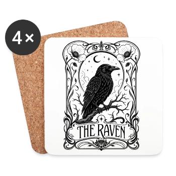 The Raven Rabe im Gothic Art Nouveau Stil Mix - Untersetzer (4er-Set) - Weiß - Vorne