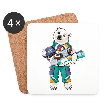 Eisbär Snowboard Fun - Untersetzer (4er-Set) - Weiß - Vorne