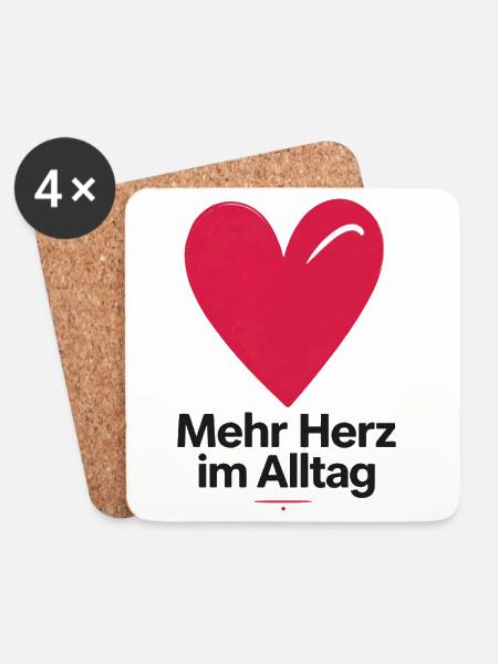 Mehr Herz im Alltag - Untersetzer (4er-Set) - Weiß