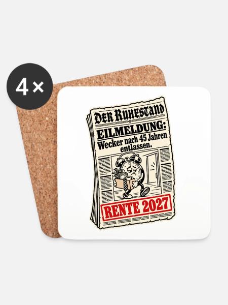 Rente 2027 Wecker entlassen - Untersetzer (4er-Set) - Weiß