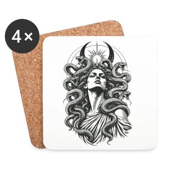 Medusa Schlangen Feminismus Gorgone Mythologie - Untersetzer (4er-Set) - Weiß - Vorne
