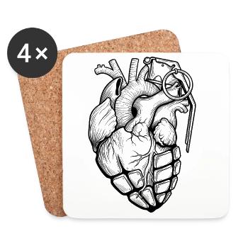 Anatomische grenade_coeur_ - Untersetzer (4er-Set) - Weiß - Vorne