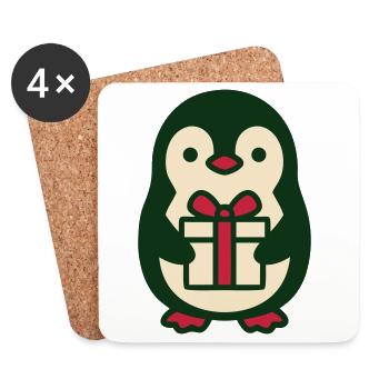 Pinguin Geschenk Clipart - Untersetzer (4er-Set) - Weiß - Vorne