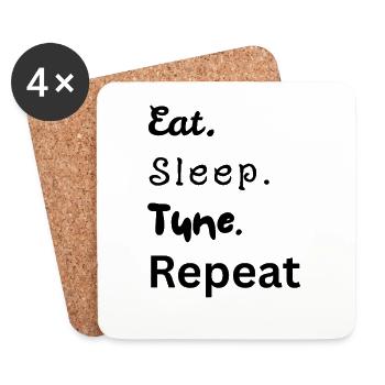 Eat. Sleep. Tune. Repeat - Untersetzer (4er-Set) - Weiß - Vorne