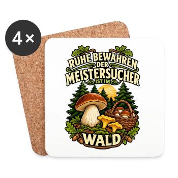 Pilzsammler Meistersucher im Wald - Untersetzer (4er-Set) - Weiß - Vorne