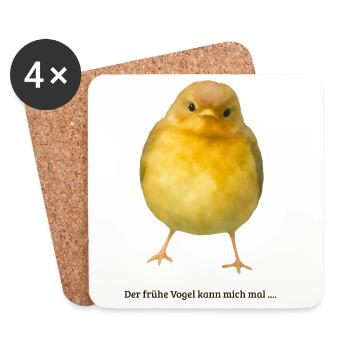 Frecher Vogel Der frühe Vogel kann mich mal - Untersetzer (4er-Set) - Weiß - Vorne