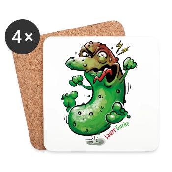 Saure Gurke - Untersetzer (4er-Set) - Weiß - Vorne