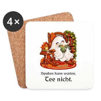 Teeliebhaber-Geist im Schaukelstuhl - Untersetzer (4er-Set) - Weiß - Vorne