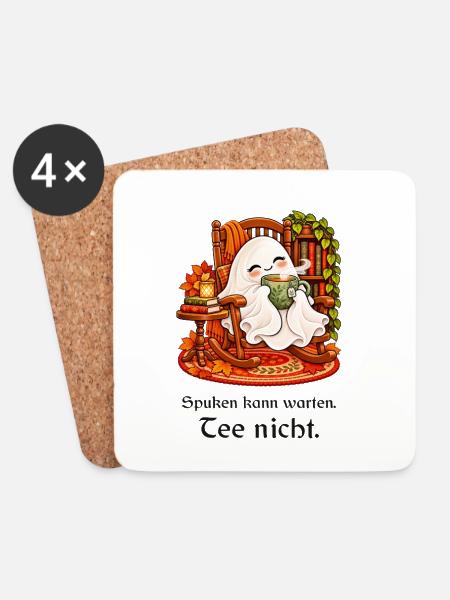 Teeliebhaber-Geist im Schaukelstuhl - Untersetzer (4er-Set) - Weiß