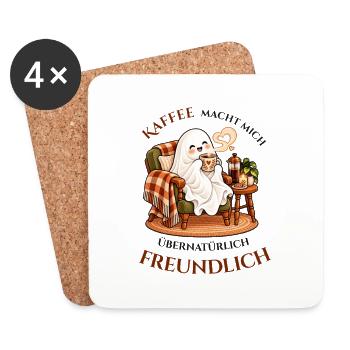 Kaffeegeist in bester Laune - Untersetzer (4er-Set) - Weiß - Vorne